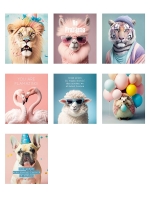 Setje 7 miniposters dieren